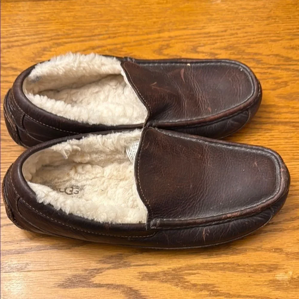 UGG Brown Leather Slip-On Loafers